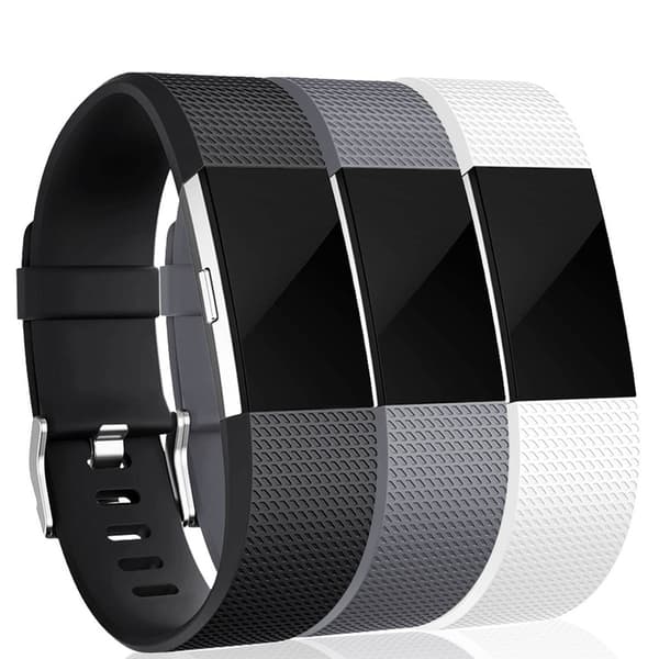 Fitbit Charge 2 armband silikon 3-pack (S) Black/Gray/White