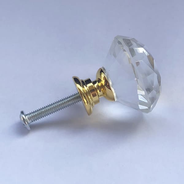 Diamantformade Knoppar i Glas Transparent/Guld 8 st