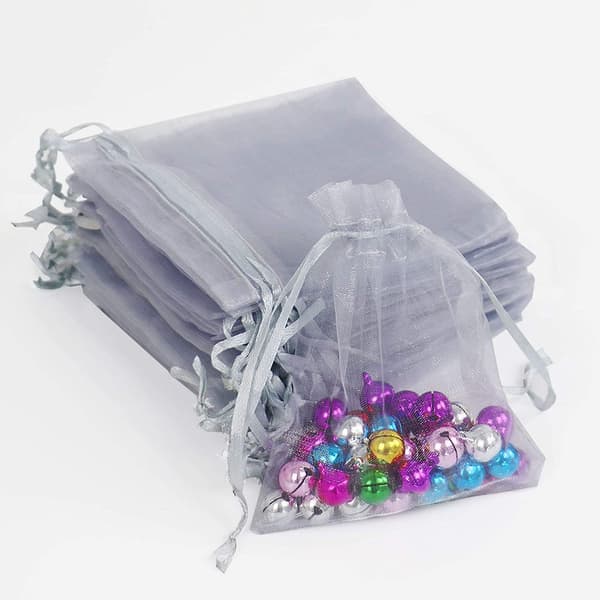 Presentpåsar med Dragsnöre - 7x9 cm, 25-pack Grey