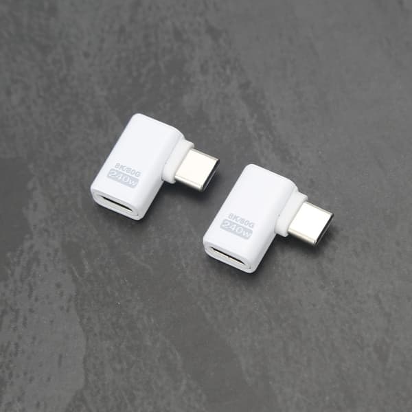 240W 80Gbps USB-C Hunn til USB-C Hann Sidebøyningsadapter - 2-pakning White