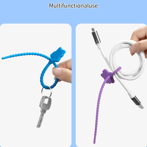 Silikone Kabelbindere - 10 stk. til alsidig brug MultiColor