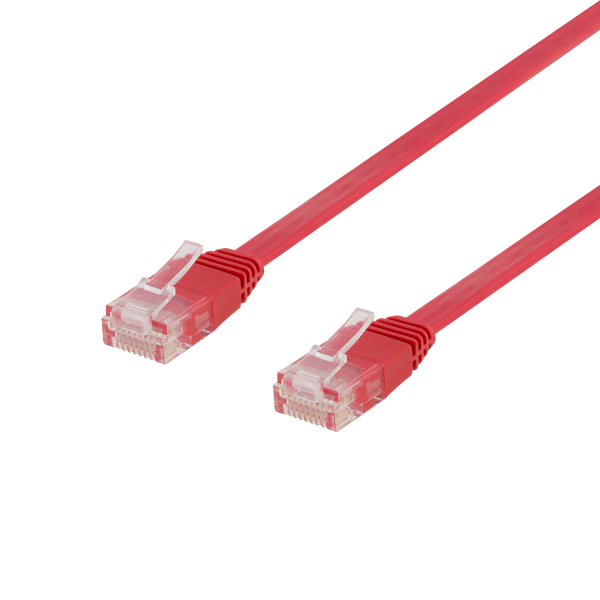 U/UTP Cat6 patch cable, flat, 1.5m, 250MHz, red