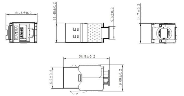 Keystone-moduuli RJ45 CAT 6A, STP, ohut