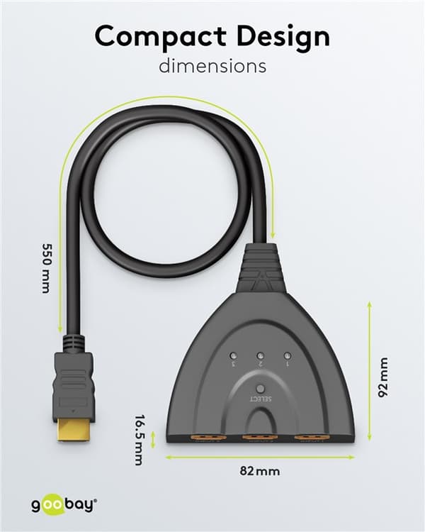 Manuell HDMI™-bryter 3 til 1