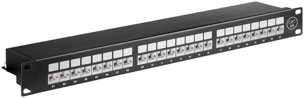CAT 6A 19 tommer (48,3 cm) patch-panel, 24 porte (1 HE)