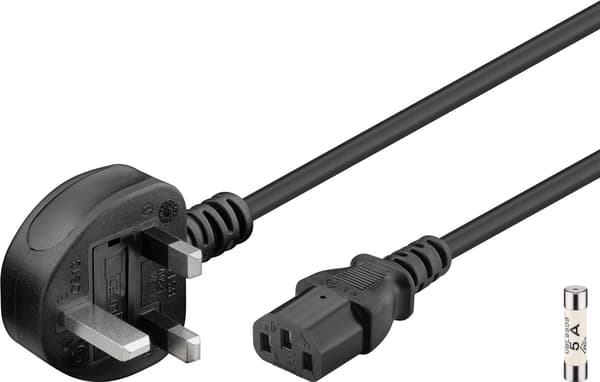 Apparatkabel UK/Storbritannien, 1,5 m, sort