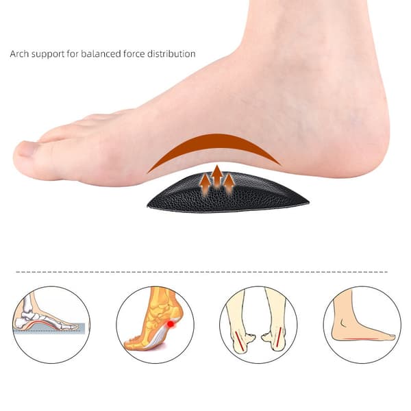 PU Leather Arch Support Insoles - Medium Size