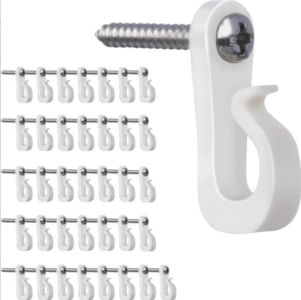 Ljuskrokar med Skruvar, 20-pack White