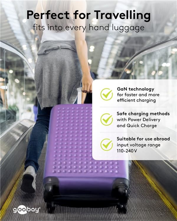 USB-C™ PD GaN dobbelt hurtigoplader (30 W) sort