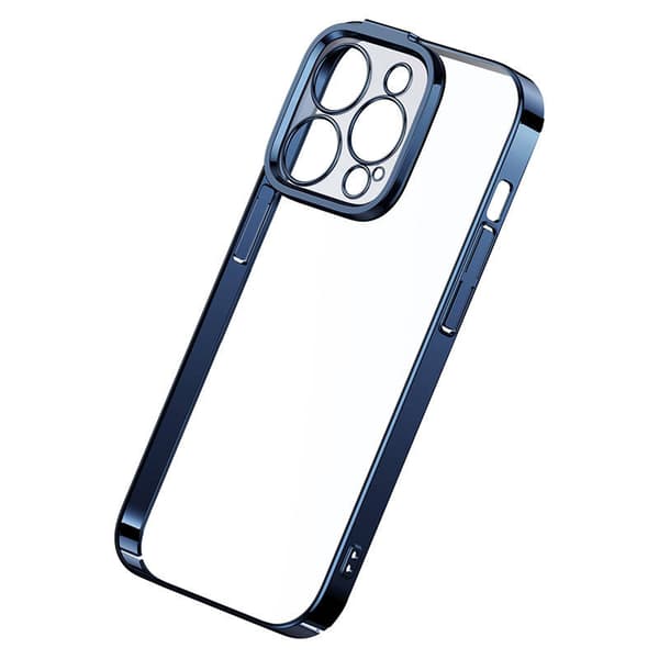 Baseus Glitter Transparent Cover og hærdet glas sæt til iPhone 14 Pro (blå)