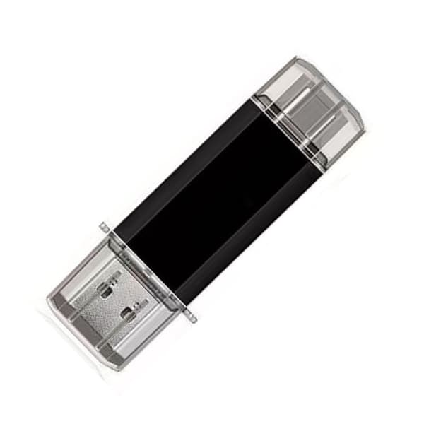 Kort 2-i-1 USB-nøgle Højhastigheds USB 3.0 til Computer/Telefon Dataoverførsel Black 128GB