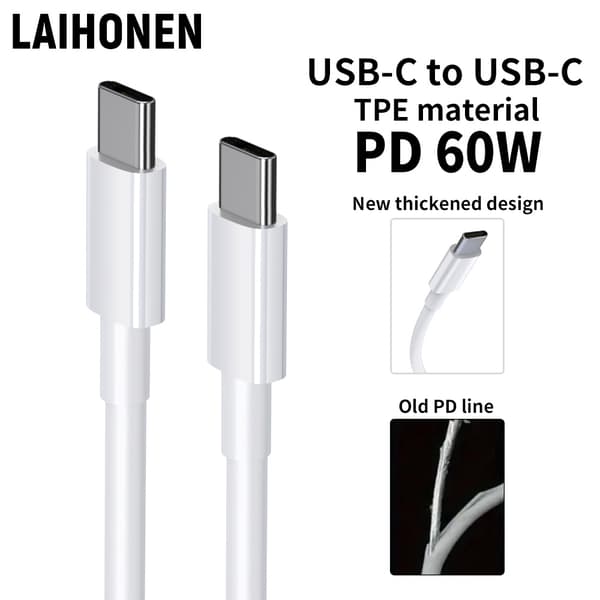 5-Pack 2M CTO C datakabel, PD60W hurtigladekabel 5-pack M