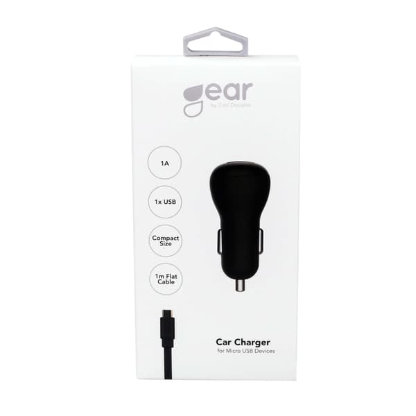 Lader 12-24V 1xUSB 1A Svart MicroUSB Kabel 1m