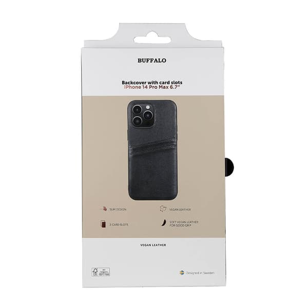 Cover PU 2 kort Sort - iPhone 14 Pro Max
