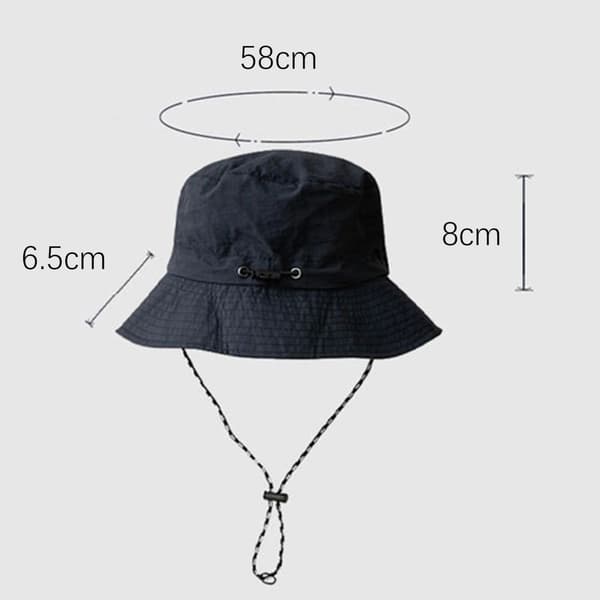 Bred Brättad Bucket Hat / Solhatt Grey
