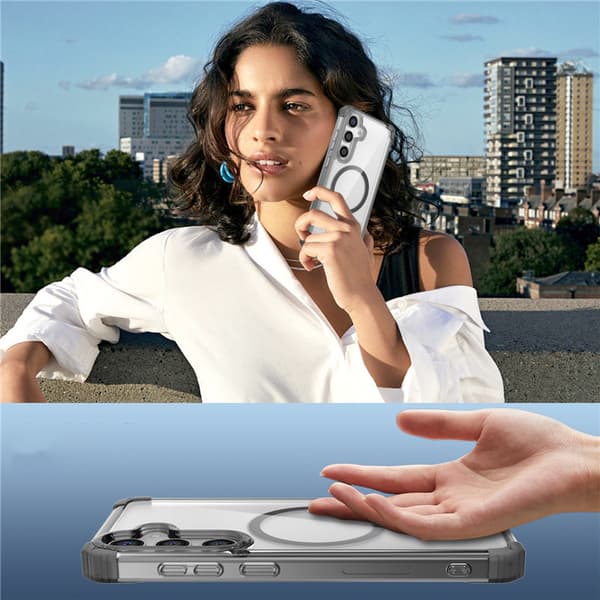 Krystalklar sort etui til Samsung S22 Ultra