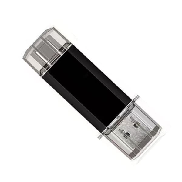 Kort 2-i-1 USB-nøgle Højhastigheds USB 3.0 til Computer/Telefon Dataoverførsel Black 32GB