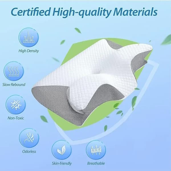 Ortopedisk Pute / Memory Foam Hodepute - hvit og grå