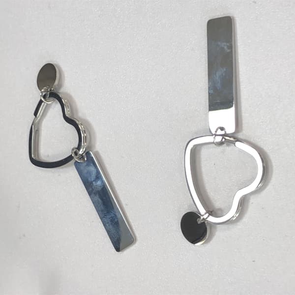 2-pak hjerteformet DIY nøglering i rustfrit stål Silver