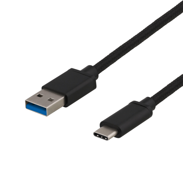 USB 3.1 Gen1 braided USBA  USBC cable 0.25m 60W 3A black