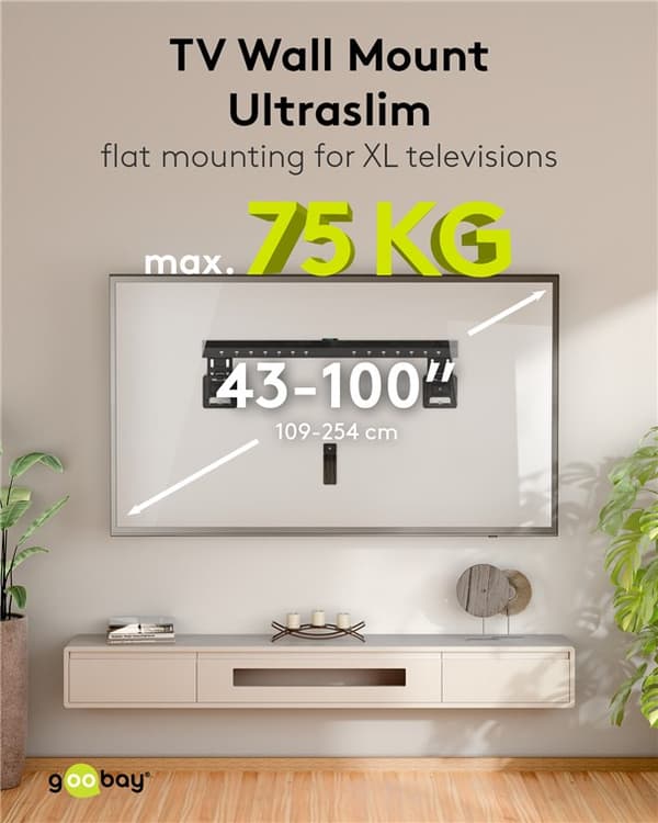 Erittäin ohut TV-seinäkiinnike Basic FIXED (XL)