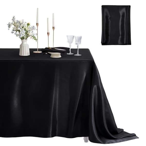 Elegant Polyester Satin Dug til Fester, Bryllupper og Begivenheder Black