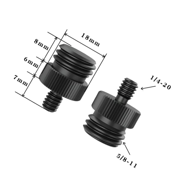 Stativadapter 1/4"-20 til 5/8"-11 - 5-pak Black 1/4-20