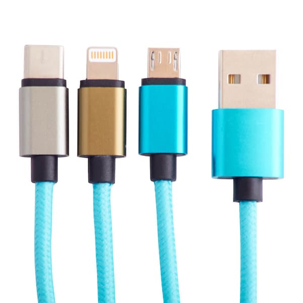 Opladerkabel 1,2m Tatiana 3i1 USB-C/Micro/Lightning