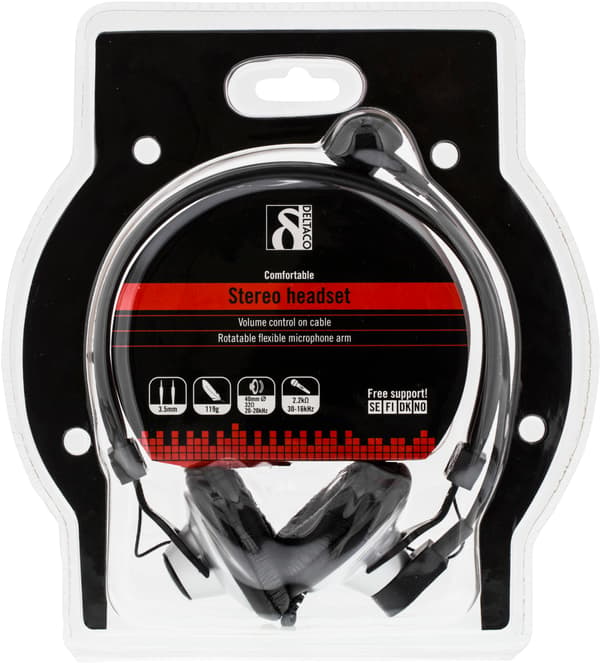Headset, volume control on the cable, 2 x 3.5 mm, 2 m cable