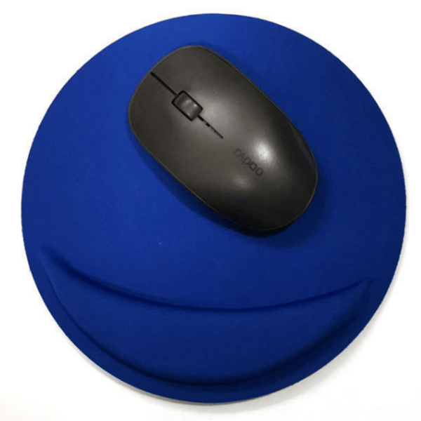 Ergonomisk Rund Musmatta med Handledsstöd Blue