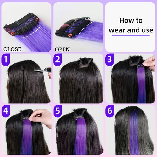 10Pcs Clip in Hair Extensions SilverGrey