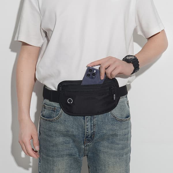 Midjeväska med RFID-Blockering - Förhindra Stöld Black
