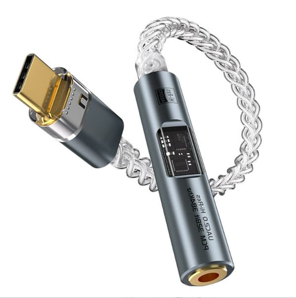 BA23 USB-C til 3,5 mm lydstikadapter med indbygget DAC Grey