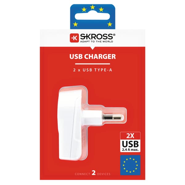 Euro USB Charger - 2xUSB Type A