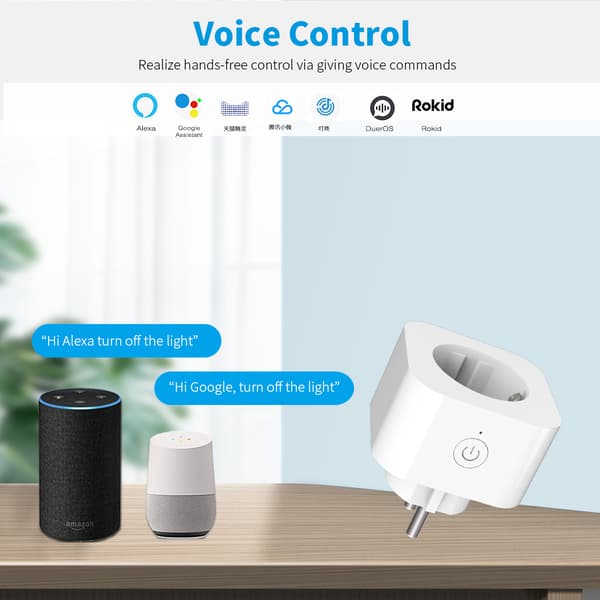 Smartplugg, Wi-Fi-uttak for smarthjem med Alexa og Google stemmestyring 16A