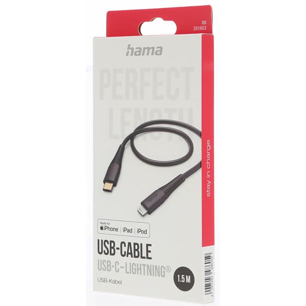 Laddkabel USB-C till Lightning Svart 1,5m