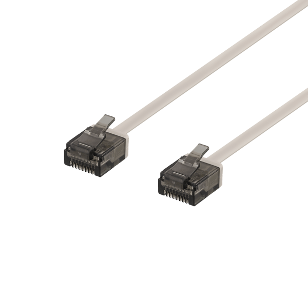 U/UTP Cat6a patch cable, flat, 2m, 1mm thick, grey