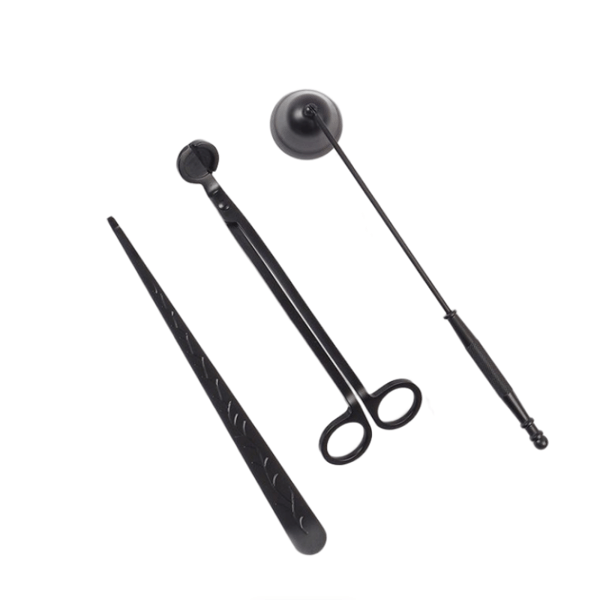 3-i-1 stearinlys tilbehørssæt Candle Wick Trimmer / Snuffer / Dipper Black