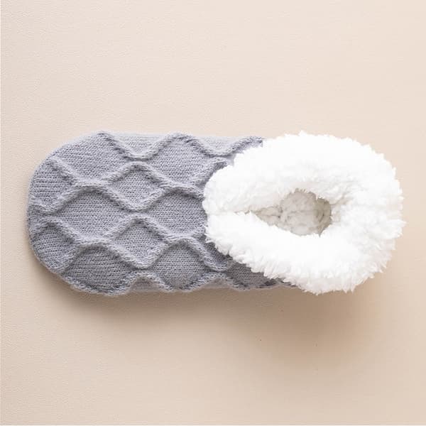 Lammsullfodrade halkfria varma golvstrumpor - One Size Par DarkGrey