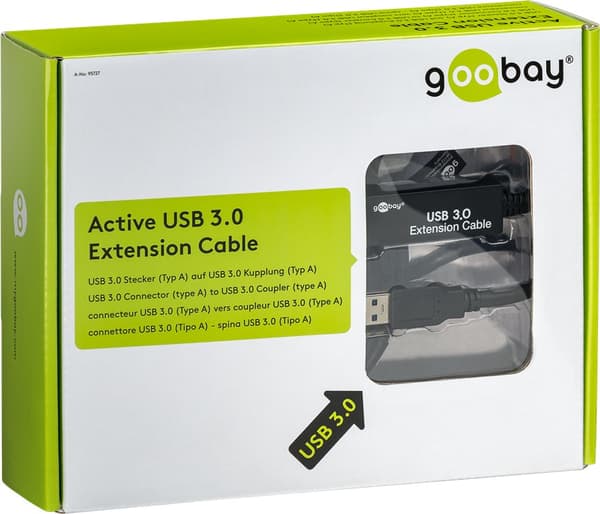 Aktivt USB-A-forlængerkabel, 5 m, sort