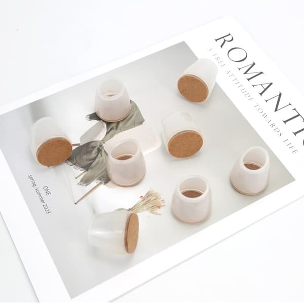 Läpinäkyvät tuolinjalan suojukset - 8 kpl LightBrown circle M