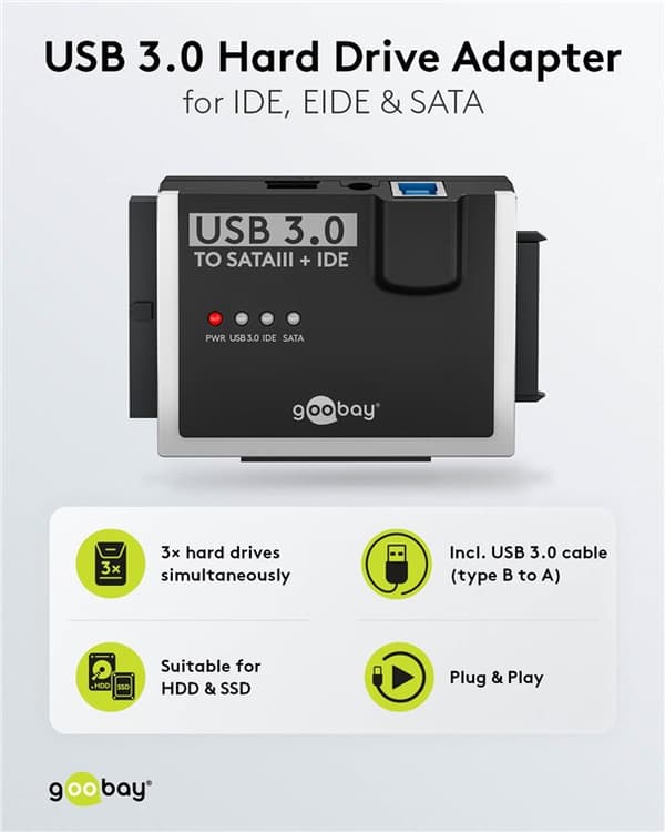 USB 3.0 -kiintolevyadapteri IDE- ja SATA-levyille