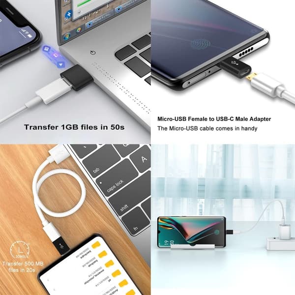 4 kpl USB-C-sovitinsarja: USB 3.0 & Micro USB -sovittimet parantavat yhteensopivuutta