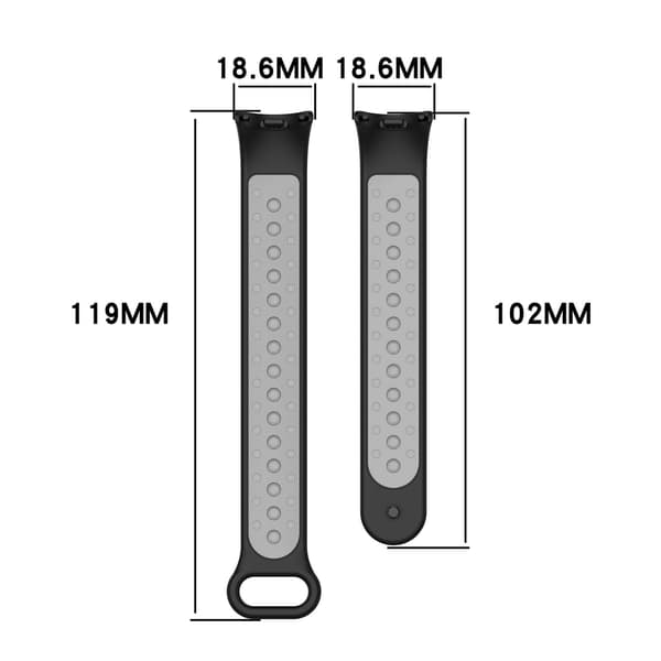 Silikonestrop til Xiaomi Mi Band 8 Black+Grey