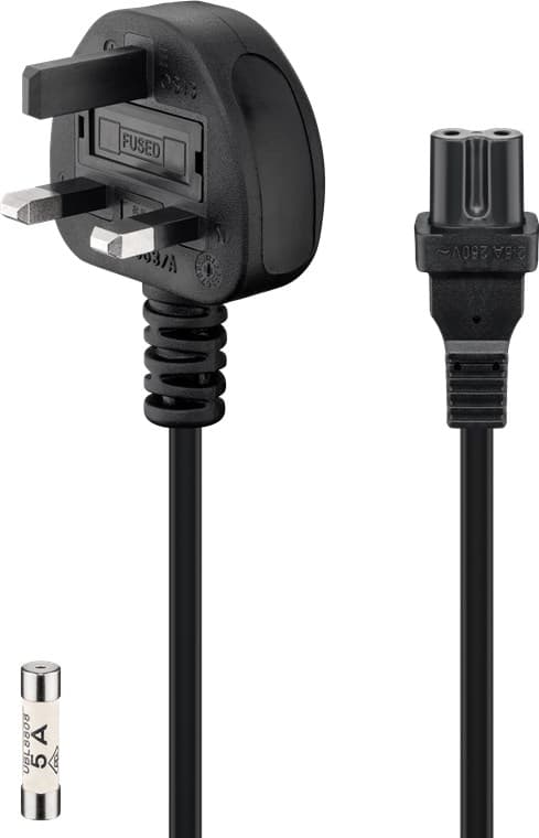 Kabel for netttilkobling i Storbritannia, 1,8 m, sort