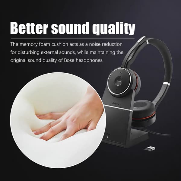 Ørepuder til Jabra Evolve 75 / 75+ / 75 UC / 75MS Black