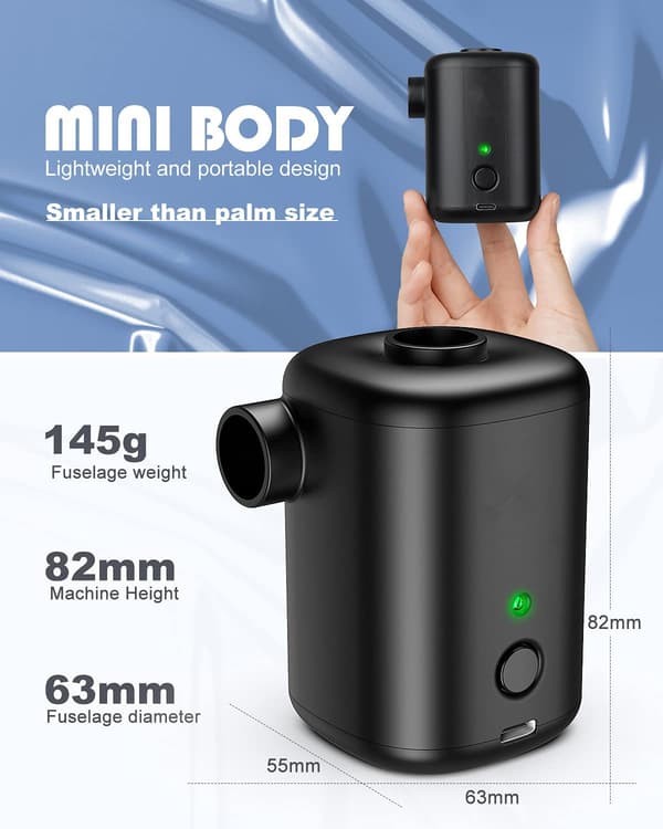 Bärbar & Uppladdningsbar Luftpump Black