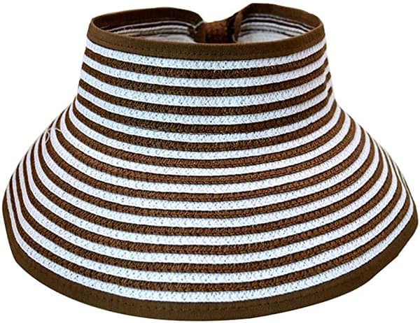 Solskärm stråhatt (one size) Brun/vit randig