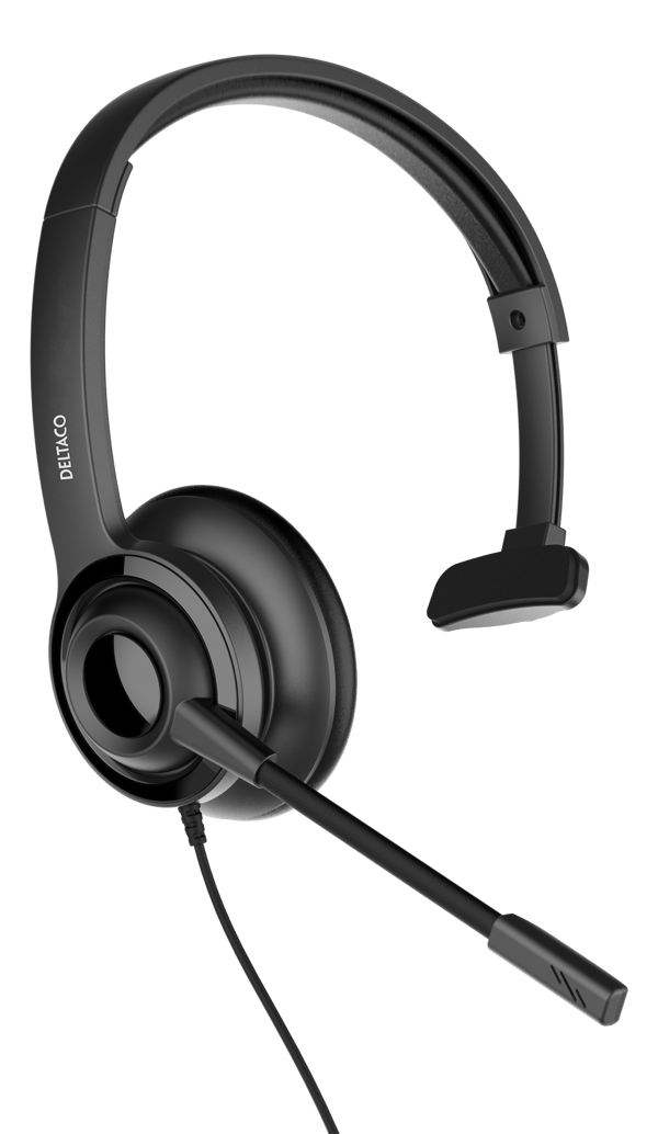 USB mono headset, volume control, noise reducing mic, black
