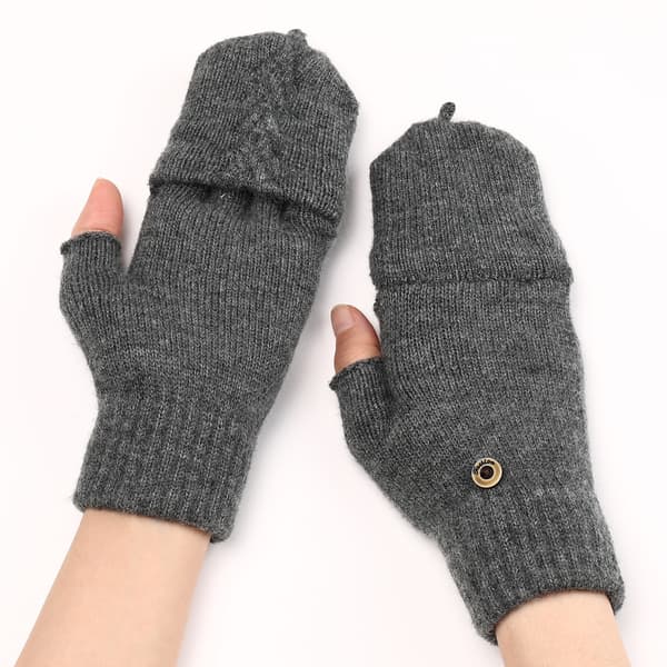 Cable Knit Flip Top-handskar DarkGrey